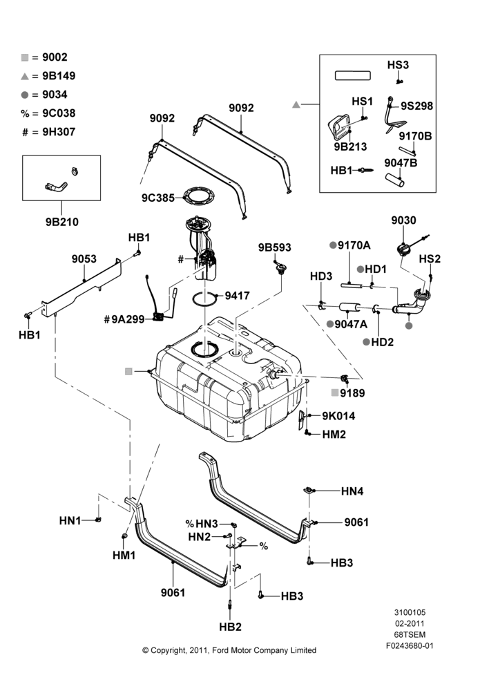 05Q - Fuel Tank, 6.8L SOHC EFI NA V10 Gas, With Aft-Of-Axle Fuel Tank; 28/MAR/2011