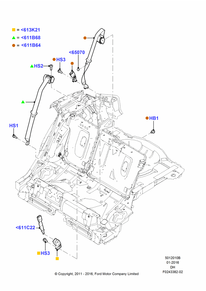 10B - Rear Seat Belts, 5 Door Sedan; 31/JAN/2011-08/DEC/2014