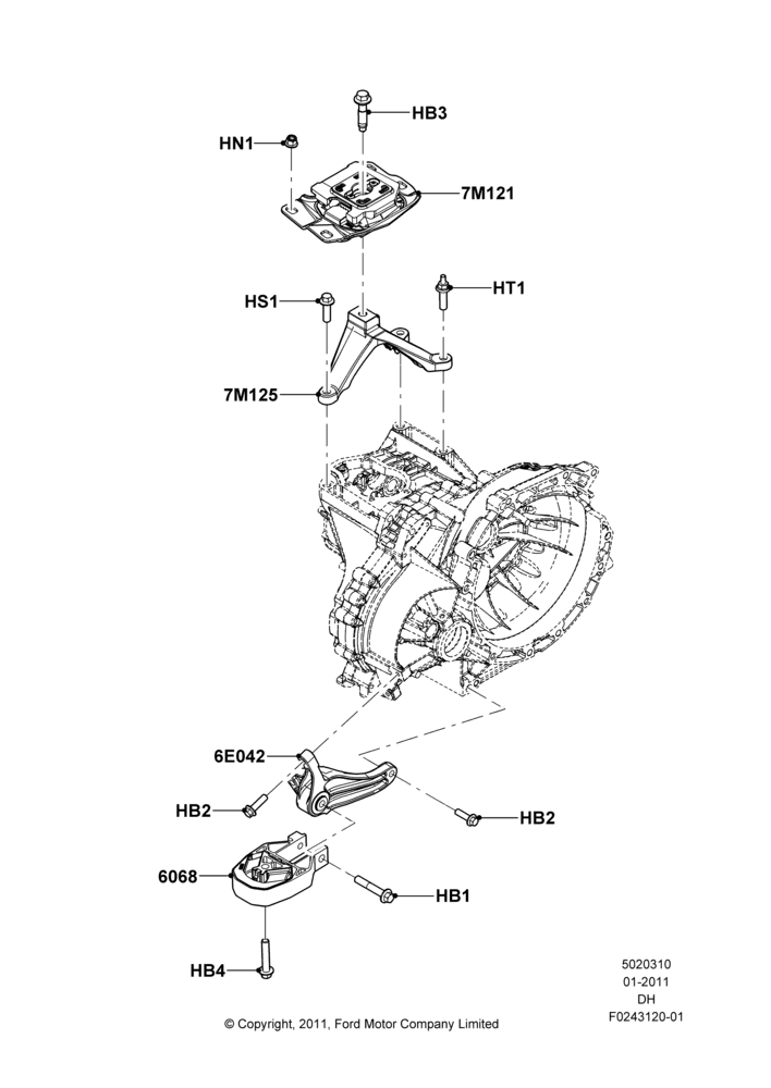 10B - Transmission Mounting, 5-Speed Manual Trans - MTX75; 31/JAN/2011-04/MAY/2018