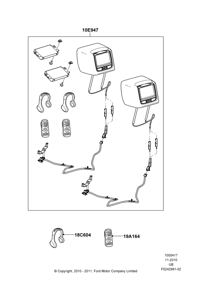 17XC - Accessory Entertainment Systems, Accessory - DVD Head Rest Kits; 04/OCT/2010-06/FEB/2012