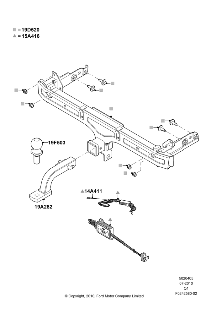 05XB - Tow Bar, Accessory; 12/JUL/2010-08/AUG/2011