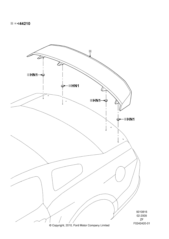 15G - Spoiler and Related Parts, Pedestal Rear Spoiler - FIA, Production Installed; 26/FEB/2009-27/JUN/2014