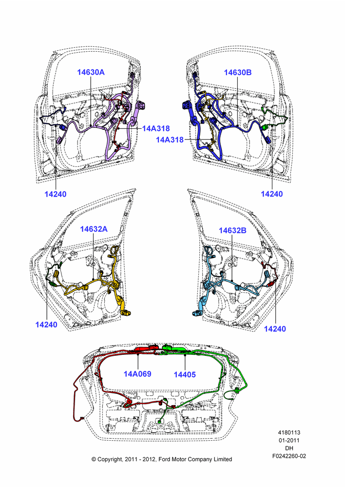 13B - Wiring - Body Closures, 5 Door Sedan; 31/JAN/2011-08/DEC/2014