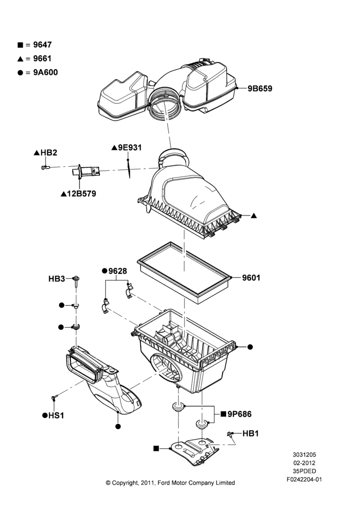 05F - Air Cleaner, 3.5L Cyclone V6 Petrol TIVCT; 29/FEB/2012-07/DEC/2015