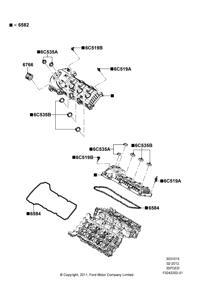 15F - Cylinder Head Cover, 3.5L Cyclone V6 Petrol TIVCT; 29/FEB/2012
