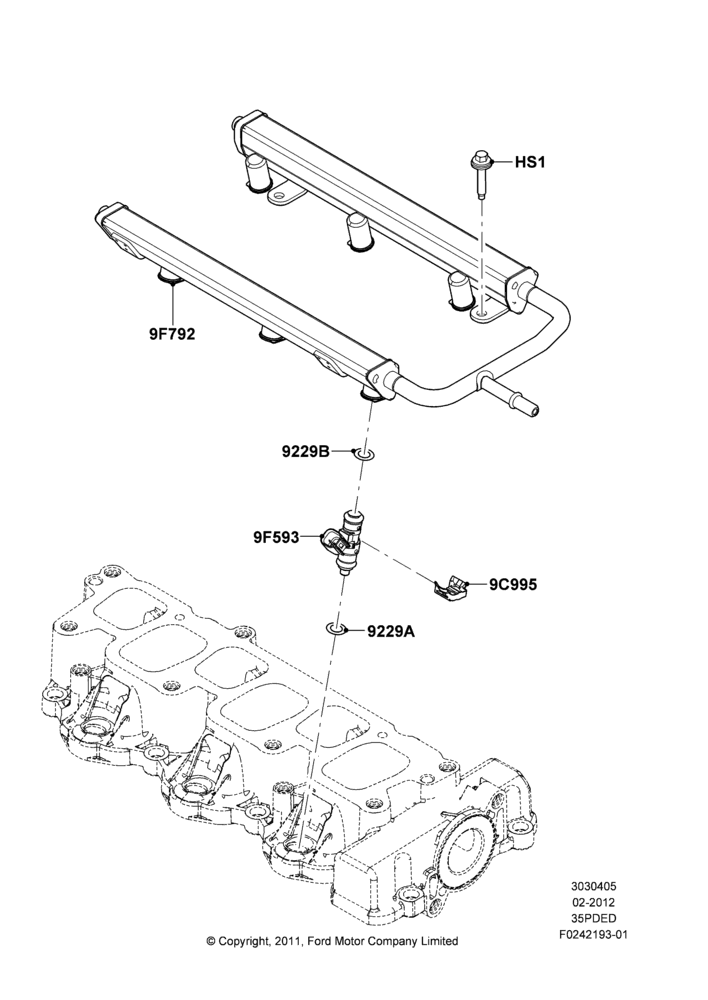 05F - Fuel Injectors and Pipes, 3.5L Cyclone V6 Petrol TIVCT; 29/FEB/2012