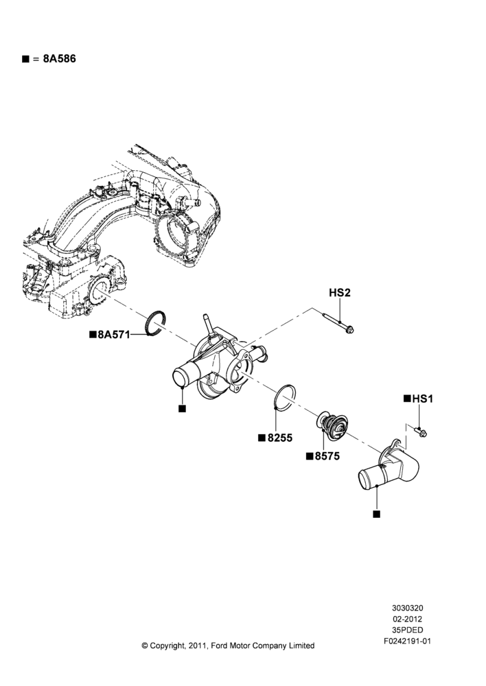 20F - Thermostat/Housing & Related Parts, 3.5L Cyclone V6 Petrol TIVCT; 29/FEB/2012