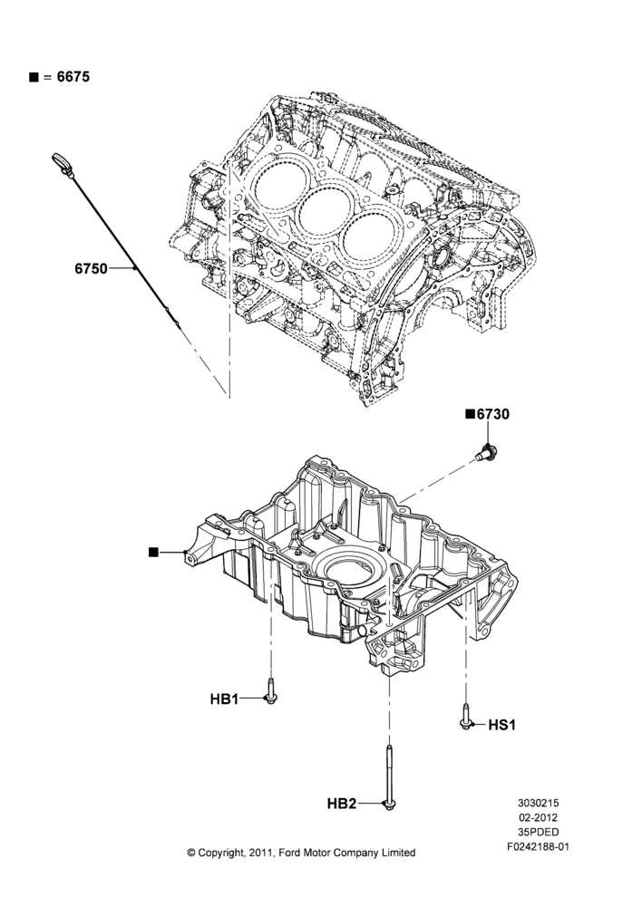 15F - Oil Pan/Oil Level Indicator, 3.5L Cyclone V6 Petrol TIVCT; 29/FEB/2012