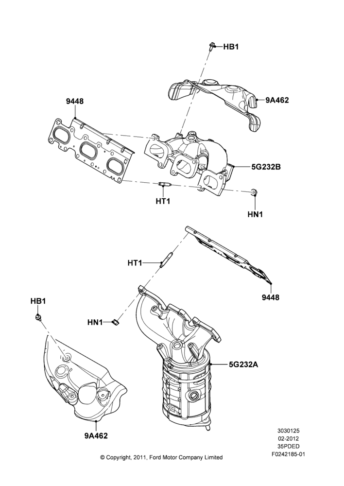25F - Exhaust Manifold, 3.5L Cyclone V6 Petrol TIVCT; 29/FEB/2012