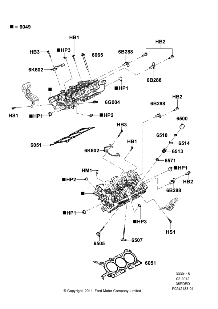 15F - Cylinder Head, 3.5L Cyclone V6 Petrol TIVCT; 29/FEB/2012