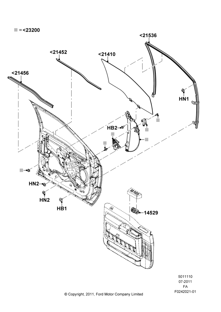 10D - Front Door Glass & Window Controls, With Power Front Windows; 22/OCT/2012-05/JUL/2016