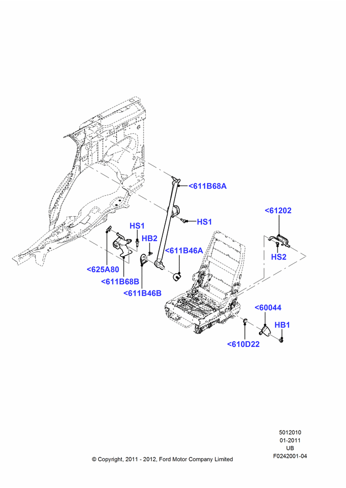 10E - Rear Seat Belts, With 2nd Row Quad Power Fold Seat, With Second Row Split Folding Seat, Rear Seat Belts-2nd Row Inflatable, Second Row Quad Seating; 28/FEB/2011-03/MAR/2019