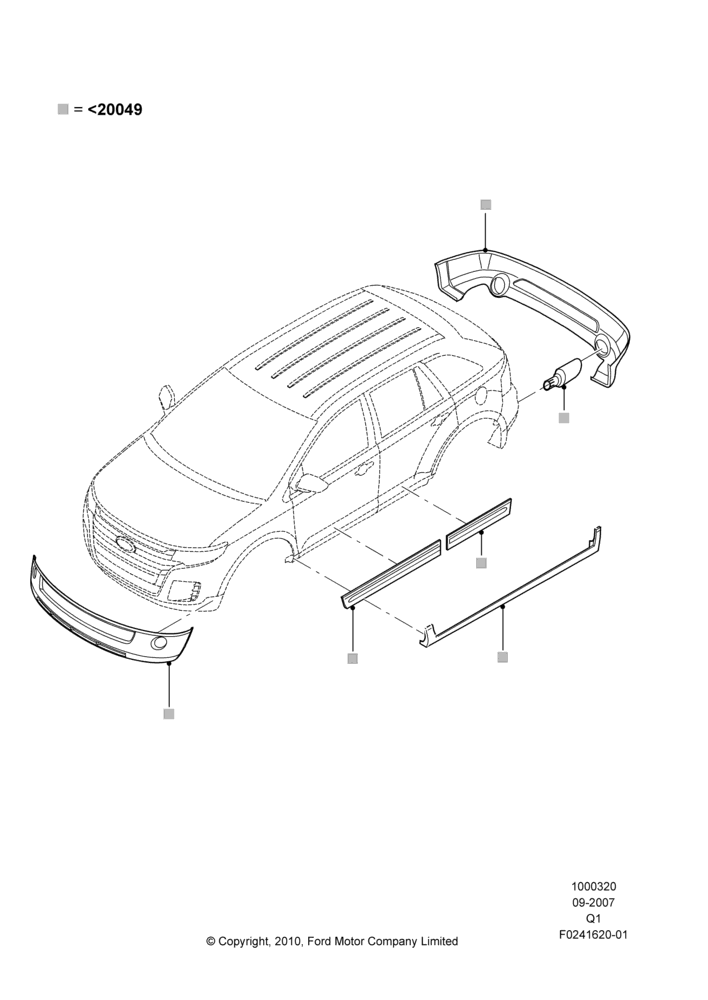 20G - Body Dress Up Kits - Front, Ford Series, Set Of 8 Pieces, Includes Front Fascia, Rear Fascia, Rockers, Door Caps And Exhaust Tips; 17/SEP/2007-18/SEP/2008