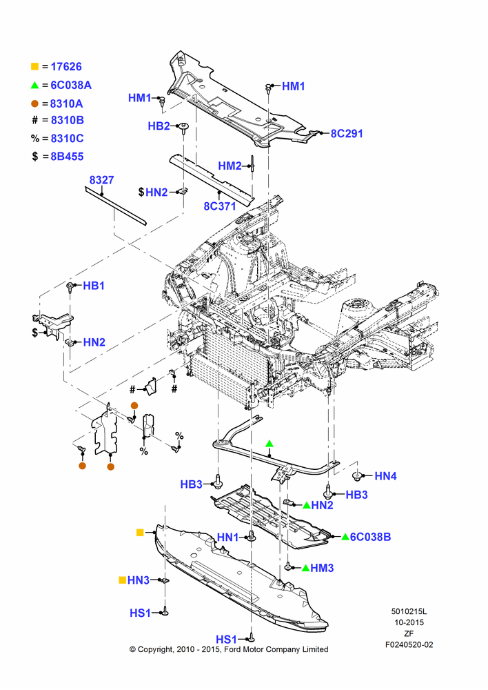 15L - Air Deflectors, Shelby Version, Less Engine Cooling System; 22/MAR/2010-27/JUN/2014