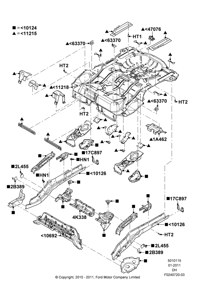 15B - Floor Pan - Center and Rear, 5 Door Sedan, Less BEV Version; 31/JAN/2011-04/MAY/2018