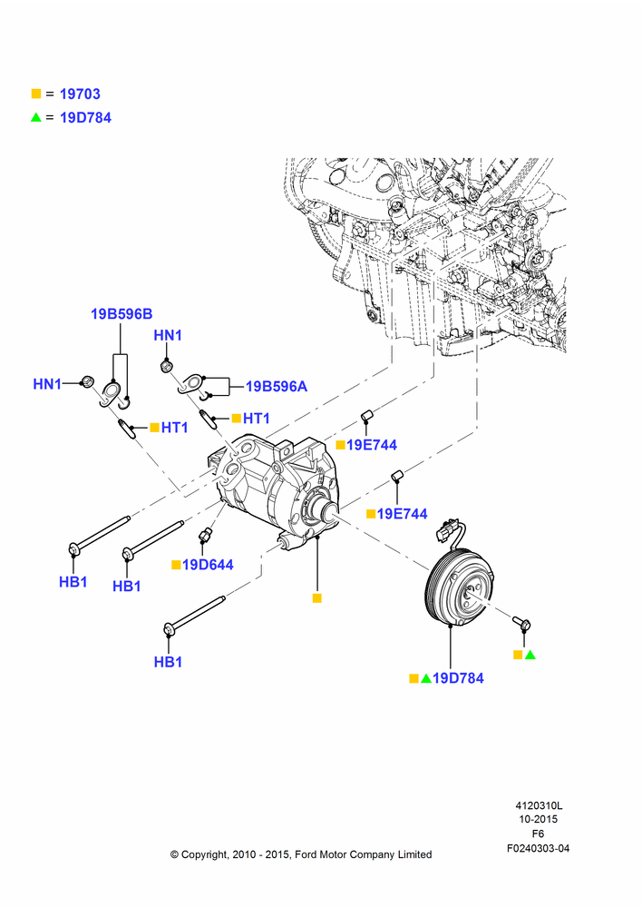 10L - Air Conditioning Condensr/Compressr, 3.7L 4V PFI V6 NA Gas, MOD 5.0L-4V DOHC SEFI NA, Compressor Assy; 03/NOV/2010-23/DEC/2014