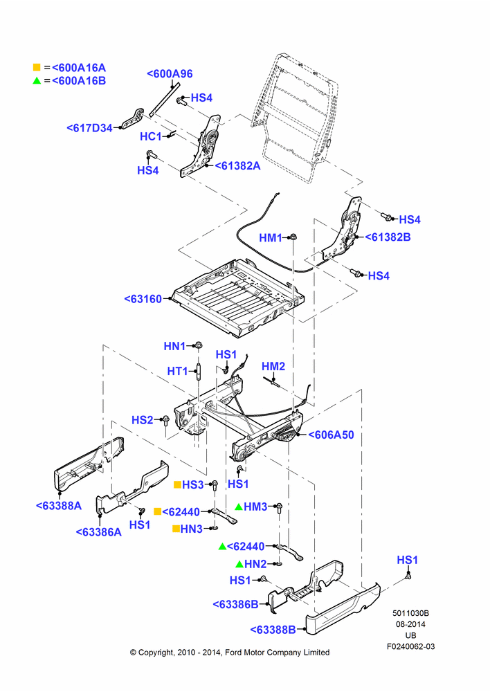 30B - Rear Seat Base, 2nd Row 60/40 (3 P) Folding Seat, 40% Seat; 04/OCT/2010-03/DEC/2012