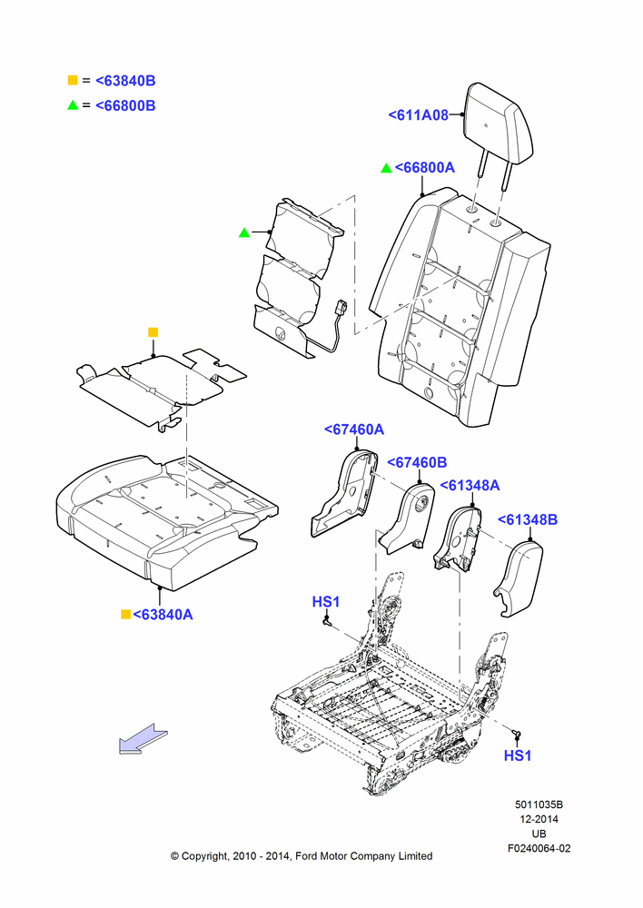 35B - Rear Seat Pads/Valances & Heating, 2nd Row 60/40 (3 P) Folding Seat, 40% Seat; 04/OCT/2010-04/MAY/2015