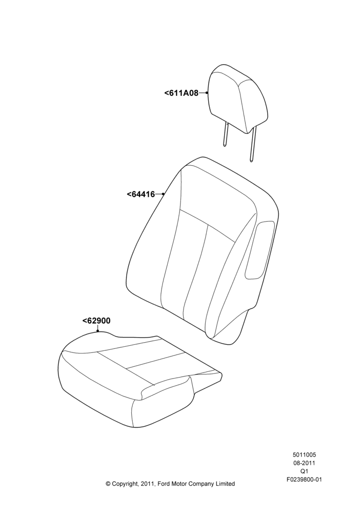 05G - Front Seat Covers, Ford Series; 08/AUG/2011-24/DEC/2014