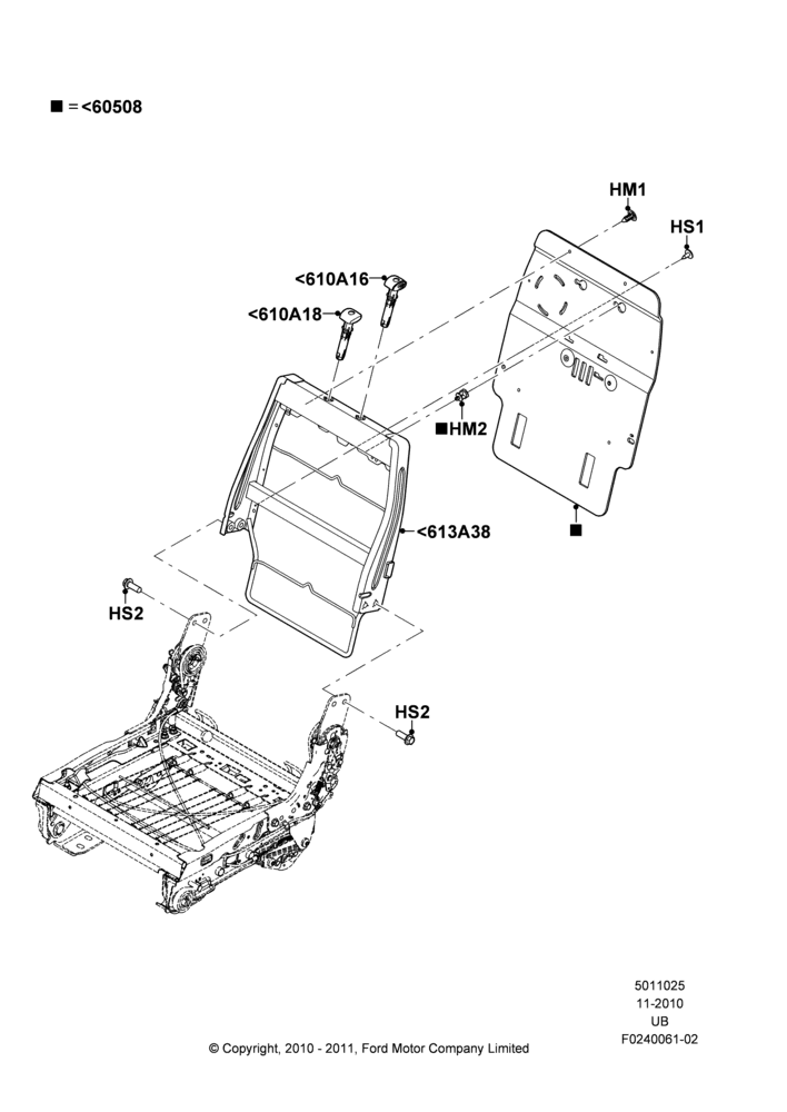 25D - Rear Seat Back, With High Level Second Row Seating, 40% Seat; 04/OCT/2010-04/MAY/2015