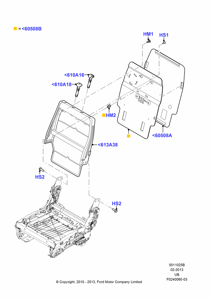 25B - Rear Seat Back, 2nd Row 60/40 (3 P) Folding Seat, 40% Seat; 04/OCT/2010-04/MAY/2015