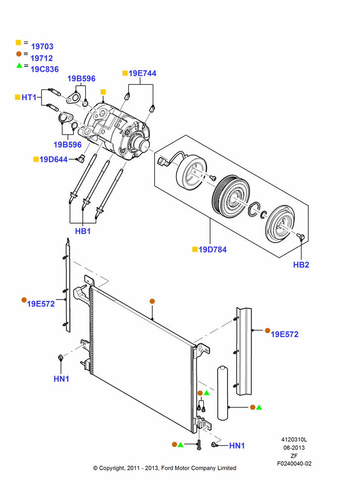 10L - Air Conditioning Condensr/Compressr, 5.0L V8 32V DOHC EFI Modular; 03/FEB/2011-27/JUN/2014