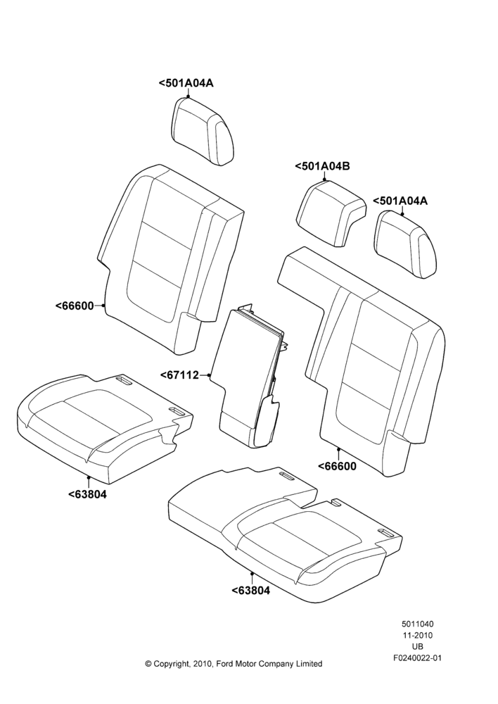 40B - Rear Seat Covers, With High Level Second Row Seating; 04/OCT/2010-04/MAY/2015