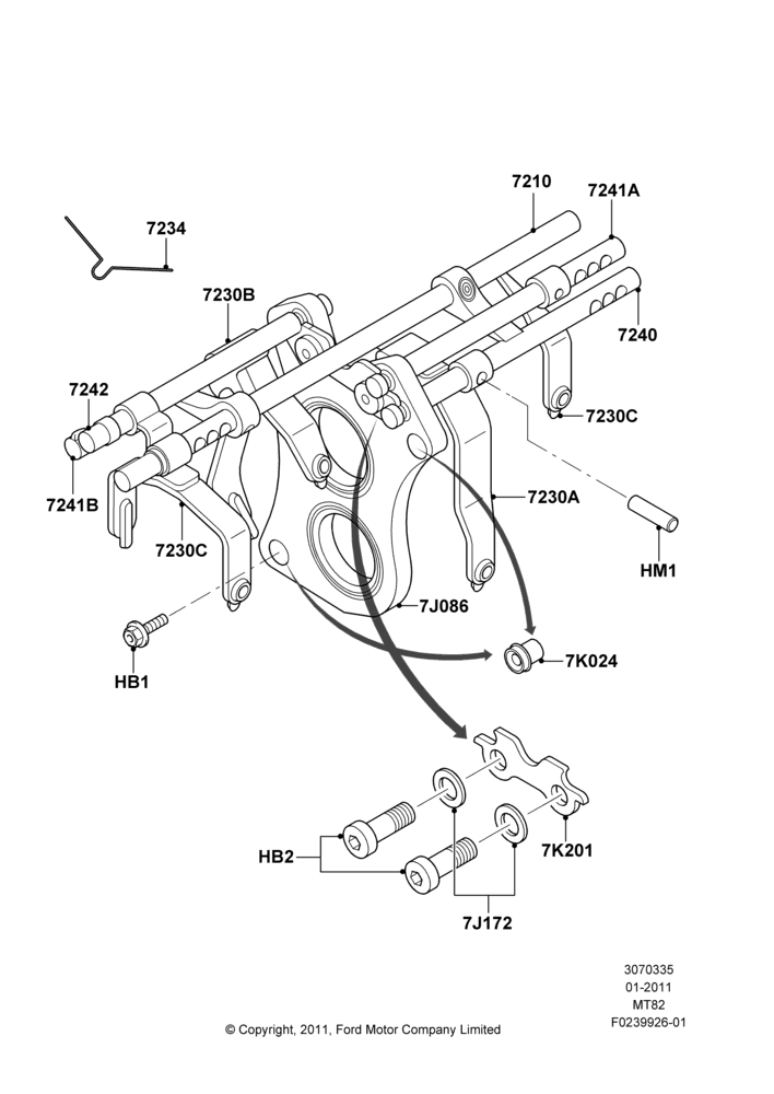 35C - Manual Trans Gear Shift Linkage, 5.0L V8 32V DOHC EFI Modular, 6 Speed Manual Transmission-MT82, 2.0 EcoBlue E, 2.0 EcoBlue F; 03/FEB/2011-27/JUN/2014