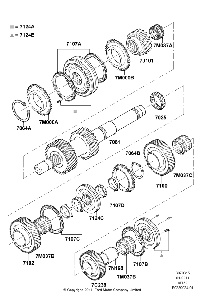 15C - Output Shaft, Gear Sets & Bearings, 5.0L V8 32V DOHC EFI Modular, 6 Speed Manual Transmission-MT82, 2.0 EcoBlue E, 2.0 EcoBlue F; 03/FEB/2011-27/JUN/2014