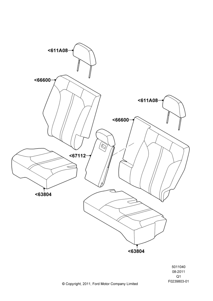 40H - Rear Seat Covers, Lincoln/Mercury Series; 08/AUG/2011-13/MAY/2013