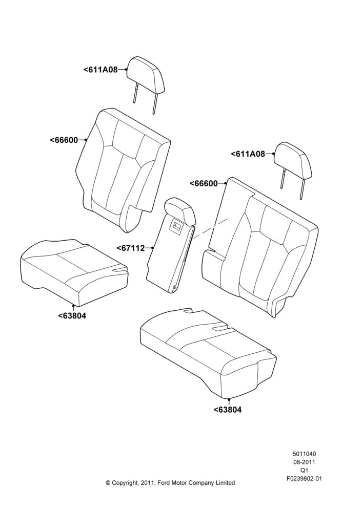 40G - Rear Seat Covers, Ford Series; 08/AUG/2011-13/MAY/2013
