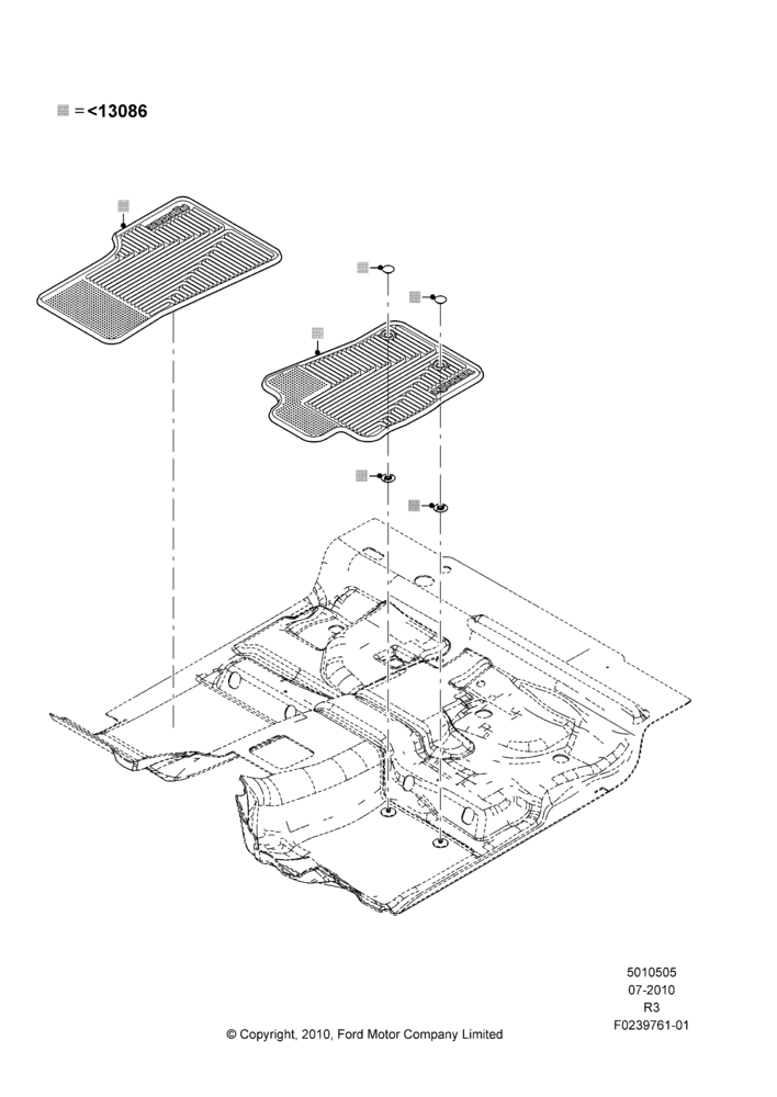 05XE - Floor Trim, Regular Cab, Accessory, Floor Mats; 26/JUL/2010-16/DEC/2011