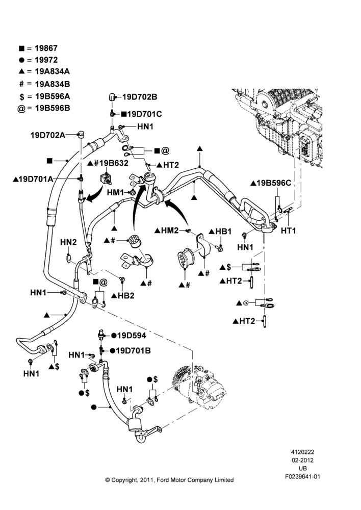 22G - Air Conditioning System, 3.7L DOHC V6 Gas., With Aux Overhead Heater And A/C, Under Hood; 06/FEB/2012-03/MAR/2019
