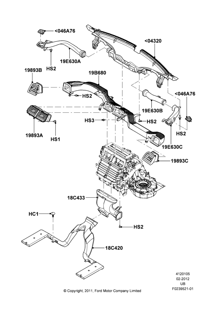 05B - Air Vents, Louvres and Ducts, Base, DX Version, Limited, XLT; 06/FEB/2012-03/MAR/2019