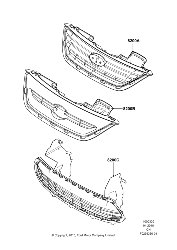 20D - Body Dress Up Kits - Front, Grille Kits, Accessory, Set Of 4 Pieces; 26/APR/2010-27/APR/2013