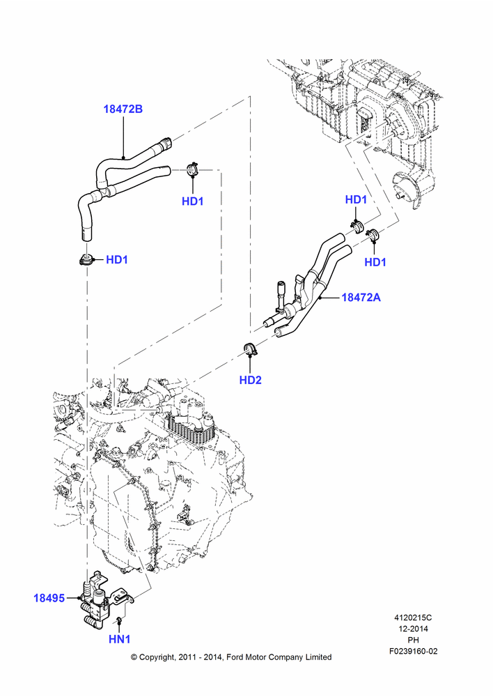 15C - Heater Hoses, 2.0L EcoBoost (240PS); 16/APR/2012-01/MAR/2019