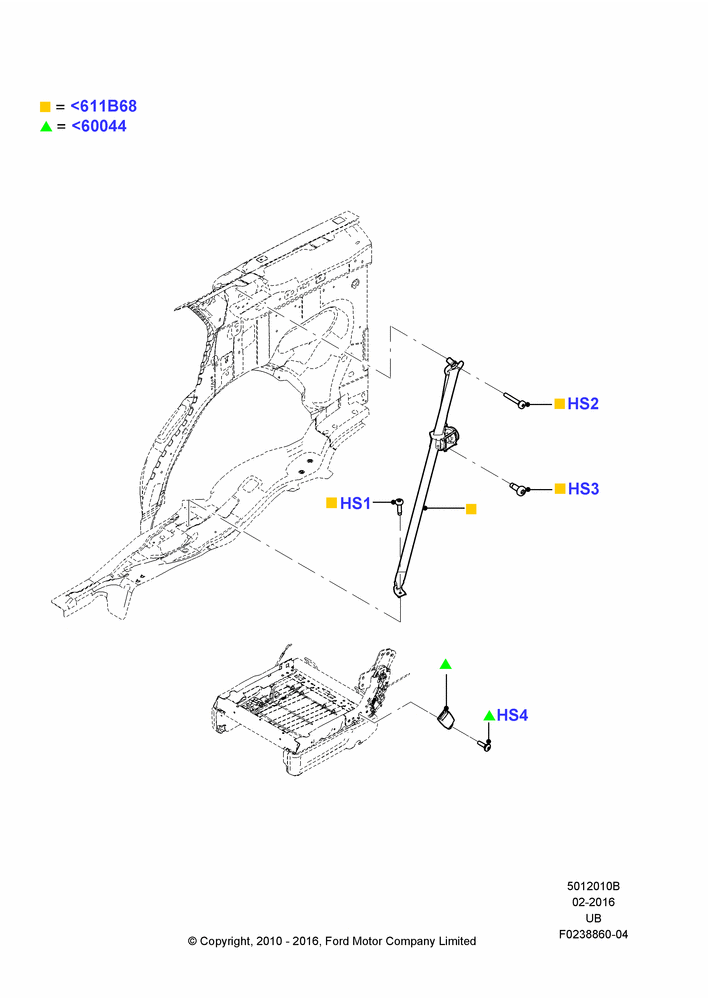 10B - Rear Seat Belts, Less Rear Seat Belts, With 2nd Row Quad Power Fold Seat, Second Row Quad Seating, Less Inflatable; 01/NOV/2010-03/MAR/2019
