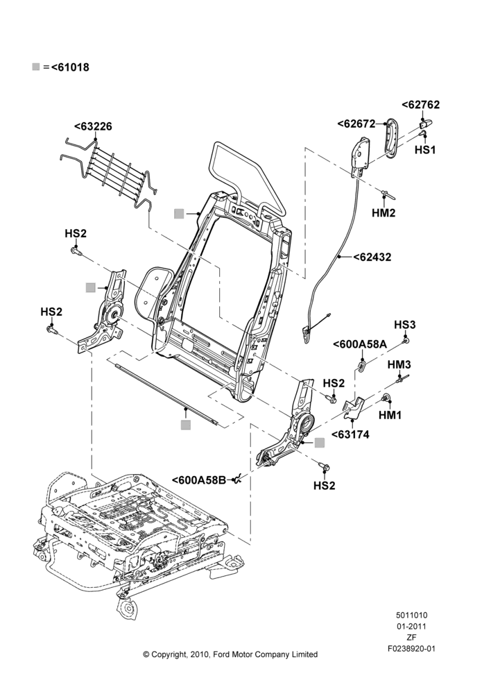 10G - Front Seat Back, Coupe, With Recaro Front Seat; 03/FEB/2011-27/JUN/2014