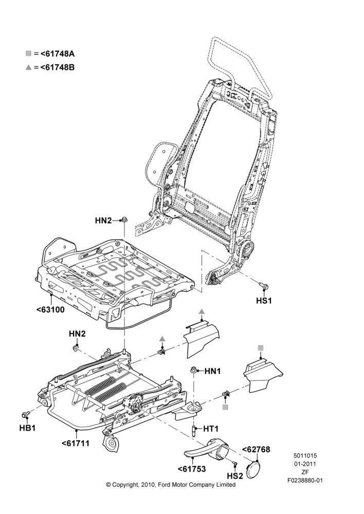 15J - Front Seat Base, With Driver 4 Way Mnl.Seat Adjuster, With Recaro Front Seat, Driver; 03/FEB/2011-27/JUN/2014
