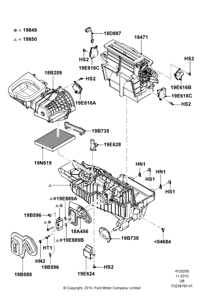 05B - Heater/Air Cond.External Components, Dual Zone Auto Temp Control A/C; 04/OCT/2010-18/AUG/2014