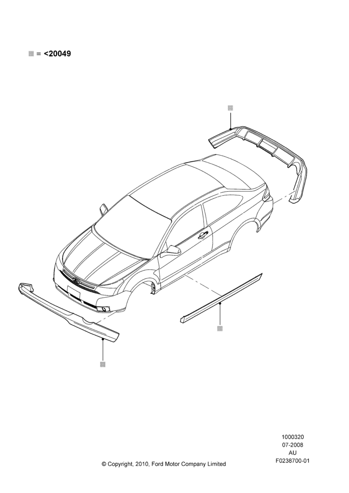 20XJ - Body Dress Up Kits - Front, Coupe, Less Version Packages, Includes Front Fascia, Rear Fascia and Rocker Panels, Accessory, Set Of 4 Pieces; 21/JUL/2008-20/JUL/2009