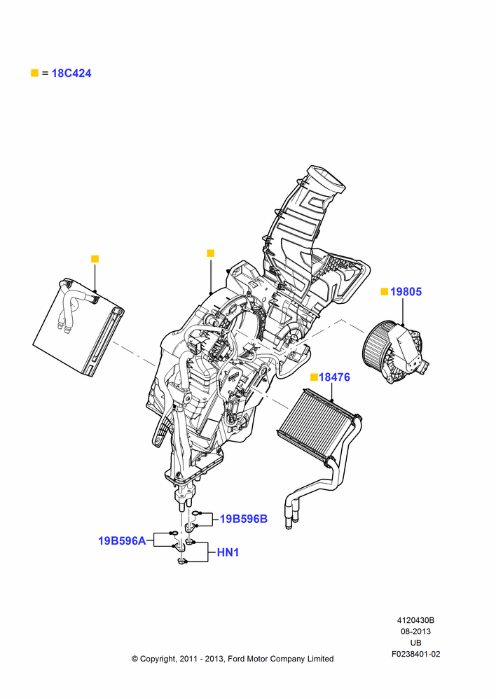 30B - Auxiliary A/C Internal Components, With Aux Overhead Heater And A/C; 06/FEB/2012-03/MAR/2019