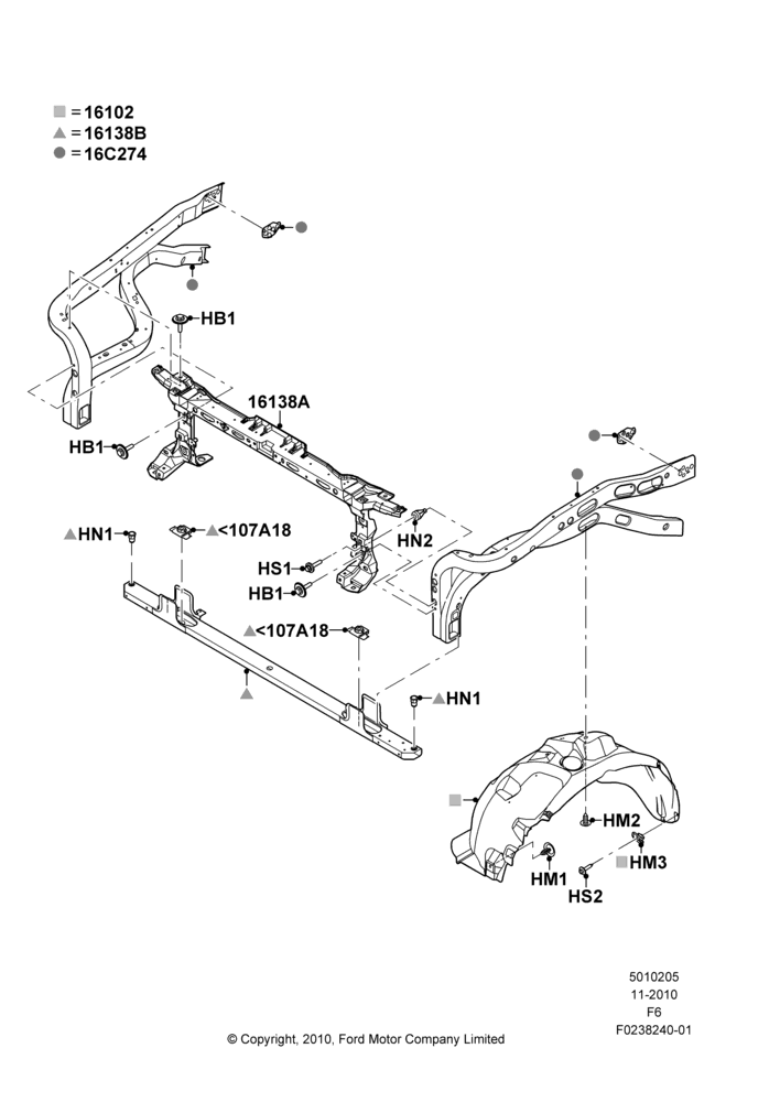 05D - Front Panels, Aprons & Side Members, 3.7L 4V PFI V6 NA Gas, 6.2L 16V OHC NA V8 Gas, MOD 5.0L-4V DOHC SEFI NA; 03/JAN/2011-23/DEC/2014