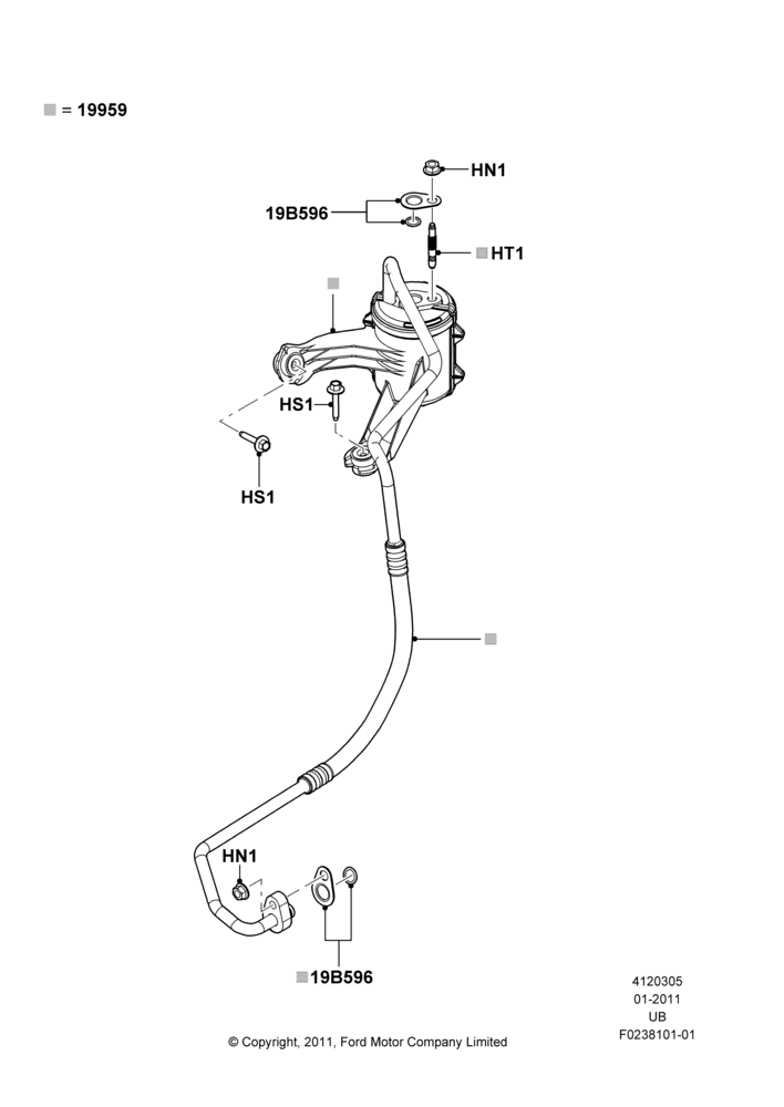 05C - Air Conditioning Accumulator Front, 2.0L EcoBoost (240PS); 18/JUL/2011-03/MAR/2019