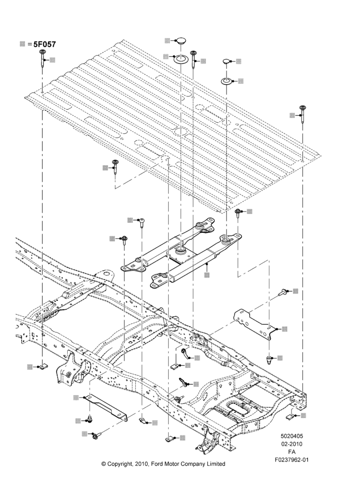 05XB - Tow Bar, With 8' Styleside Box-Steel, Under Bed 5th Wheel Structure Kit, Accessory, Fifth Wheel Hitch; 22/FEB/2010-05/JUL/2016