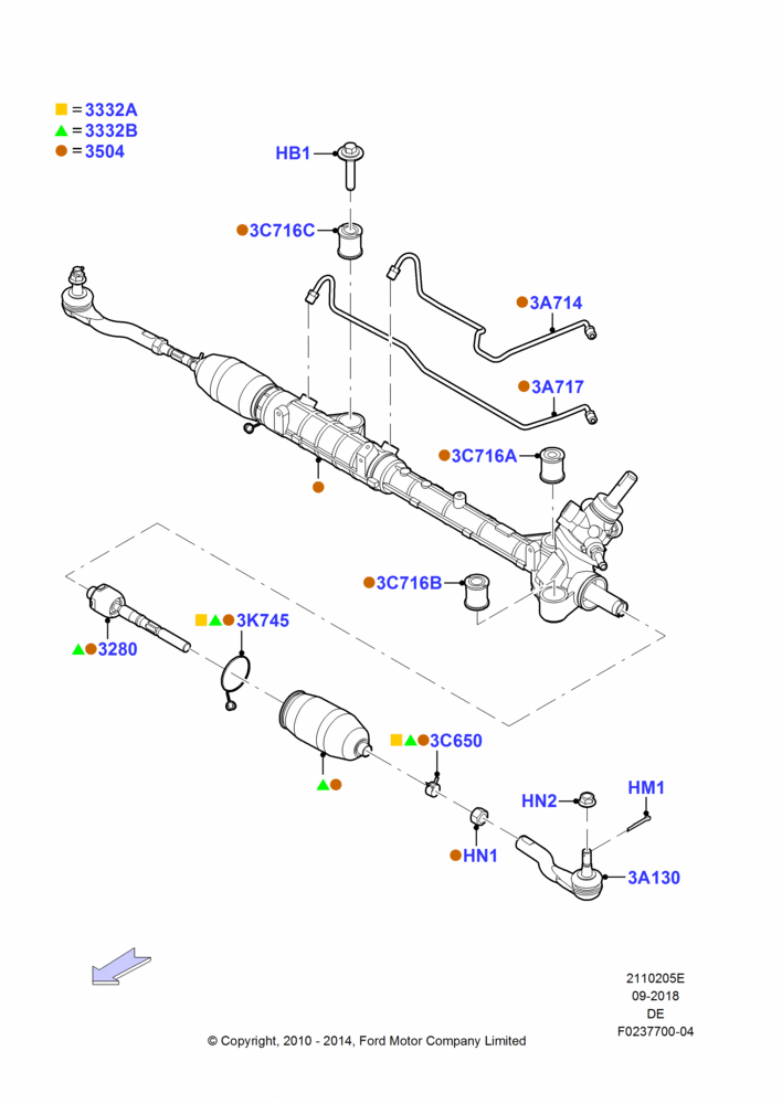05E - Steering Gear, 3.5L 4V DOHC VCT SMPI V6 Gas; 31/JAN/2011-29/JUL/2012