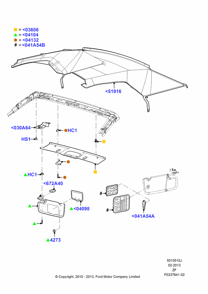10J - Headlining and Sun Visors, Convertible; 03/FEB/2011-27/JUN/2014