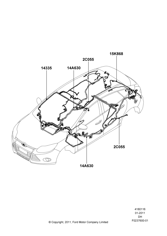 16B - Wiring - Body And Roof Console, 5 Door Sedan; 31/JAN/2011-08/DEC/2014