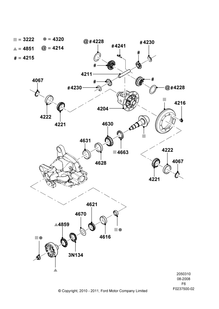 10C - Components - Front Axle Diff & Carr, (-) SVT, 4WD; 18/AUG/2008-23/DEC/2014
