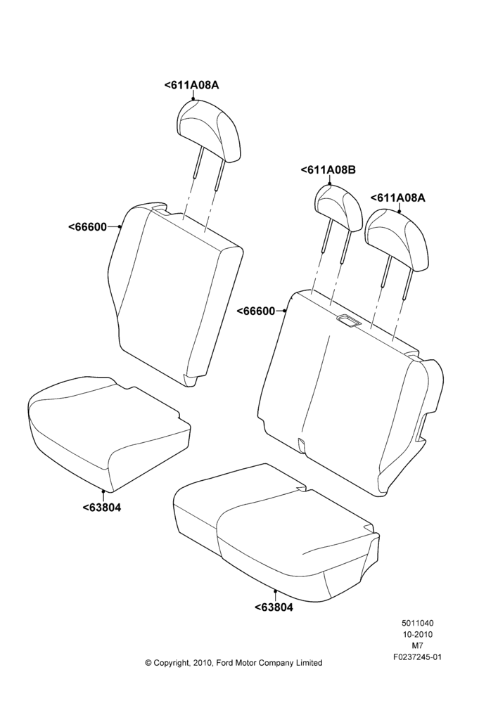 40K - Rear Seat Covers, Lincoln/Mercury Series; 29/NOV/2010-29/APR/2012
